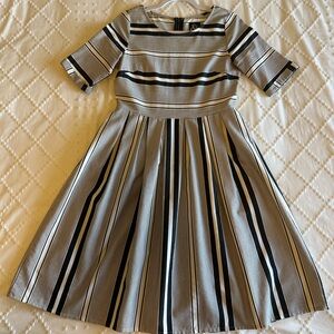 Women’s Ampersand Avenue Black and White Striped Dress - Size Small